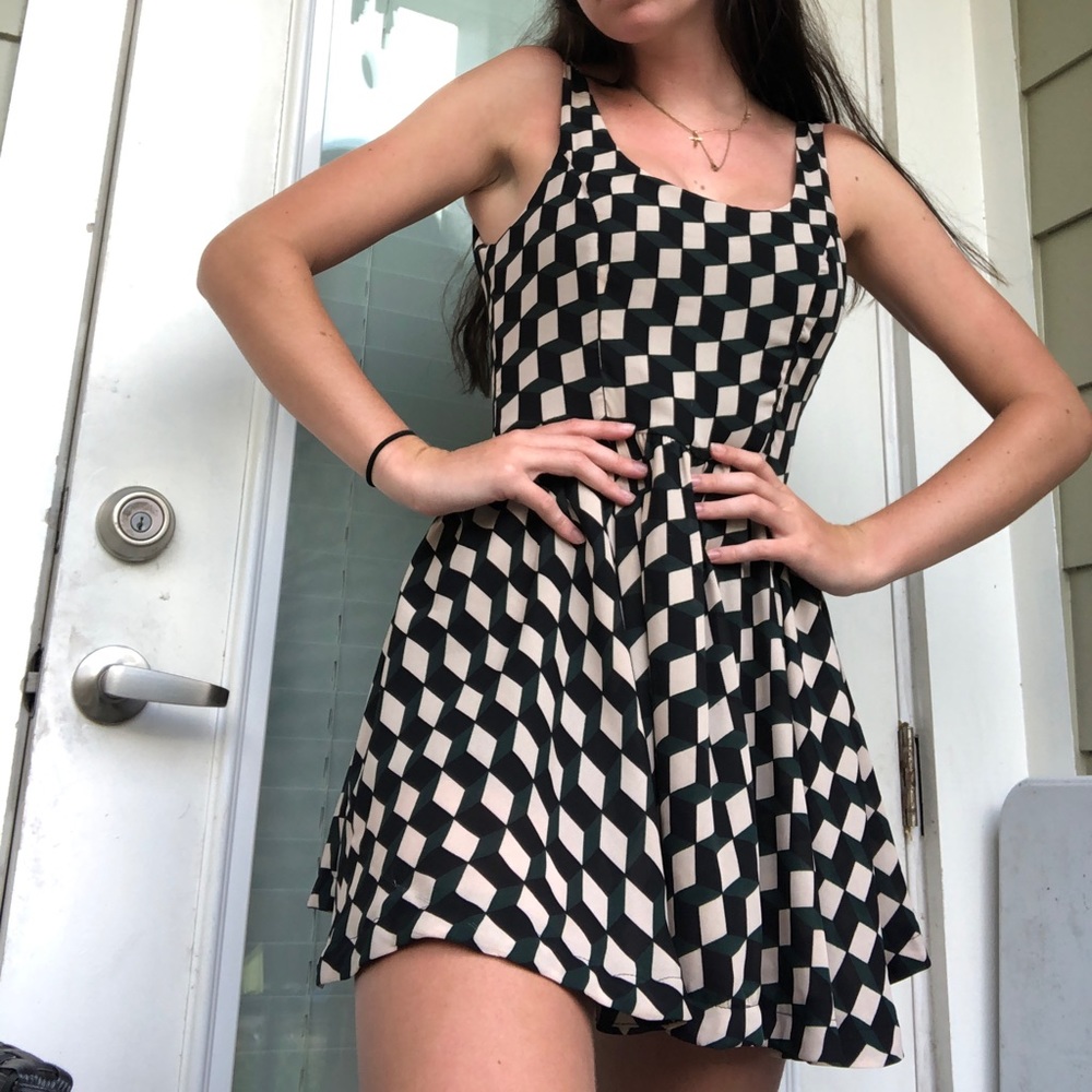 Fit and flare geometric dress